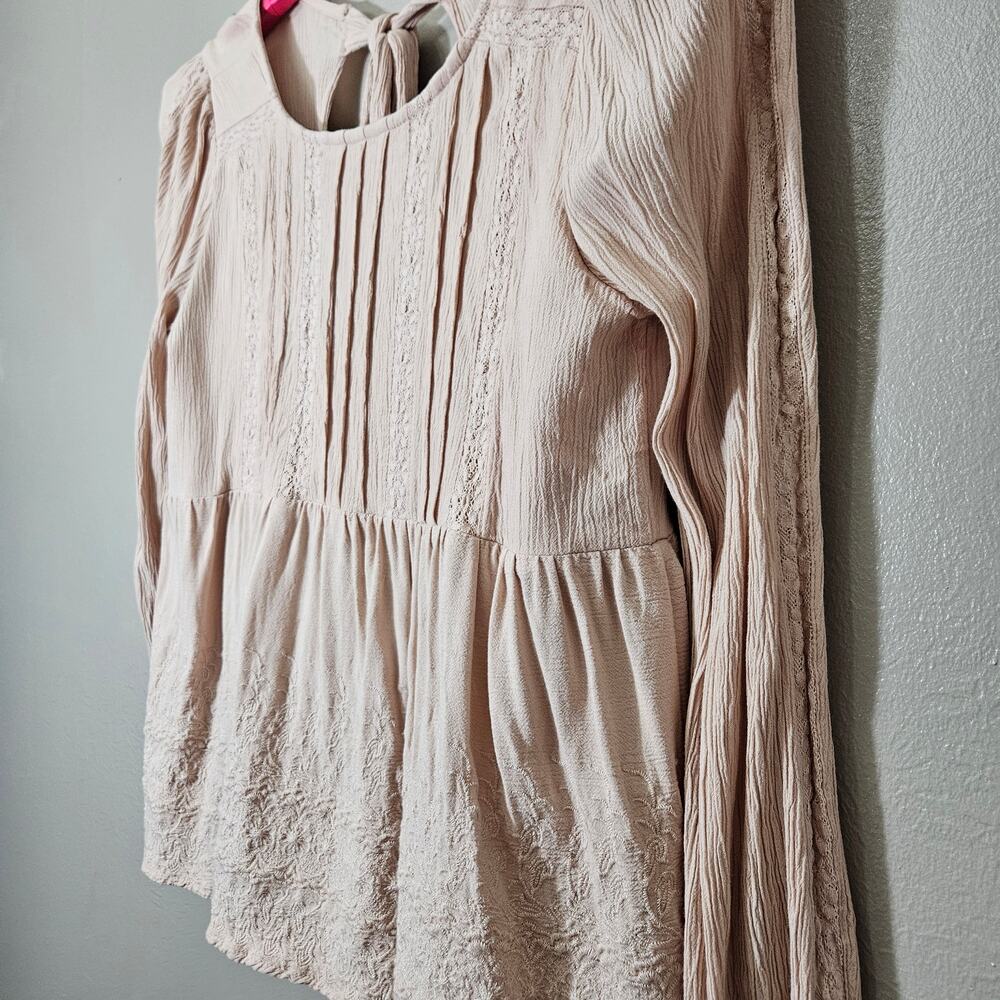American Eagle BlushPink Lace Embroidered Babydoll Top S Cottage Coquette Fairy